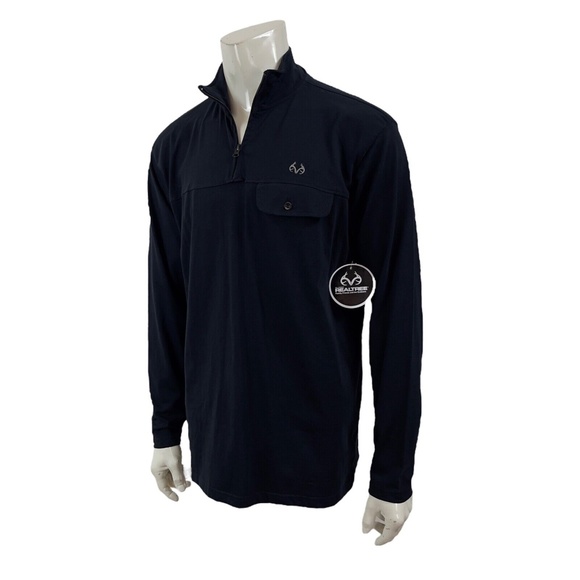 REALTREE® by STAGHORN 1/4 Zip Pullover Black Pocket Mens L - Picture 13 of 16